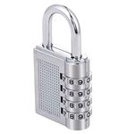 HOUSE HATCH Steel Bag Lock Pad Lock Combination Locks For Door Password Key Home Digital Finger Padlock Deal Security Smart 4-Digit Safe Pin Hand Bag (Pack Of 1),Silver