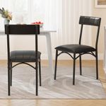 IDEALHOUSE Dining Chairs Set of 2, PU Leather Kitchen Chairs for 2, Dining Room Upholstered Chairs Set, Black Chair for Various Tables, Kitchen, Apartment, Easy Assembly, Black