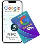 Capture 360 NFC Business Google Review Tap Card, Contactless, Enhances SEO, Saves Time, User-Friendly, Reusable, Boosts Online Presence & Encourages Business Feedback (Blue, 5-Pack Google Cards)