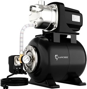LANCHEZ 1.6HP Shallow Well Pump with Pressure Tank, 1340GPH Automatic Irrigation Water Booster Jet Pump, 115V Stainless Steel Water Transfer Pump for Home Garden Lawn Sprinkler Irrigation
