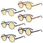 Eyekepper 5 Pack Blue Light Filter Glasses Vintage Round Computer Reading Glasses Yellow Tinted +0.50