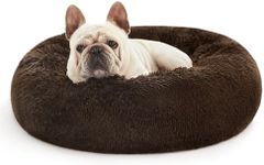 Love's cabin 24in Cat Beds for Indoor Cats - Cat Bed with Machine Washable, Waterproof Bottom - Dark Brown Fluffy Dog and Pet Calming Cushion Bed for Joint-Relief and Sleep Improvement