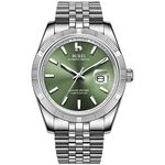 BUREI Men's Automatic Watch Analog Dial with Date Window Sapphire Crystal Stainless Steel Band and Case,Green