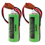 2-Pack CR17450SE-R 3V 2500mAh Battery for SANYO CR17450SE-R A98L-0031-0012 CR17450-17450 FANUC CNC Series PLC with 2P Plug