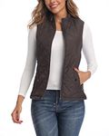 Argstar Women's Quilted Puffer Vest, Stand Collar Lightweight Zip Padded Sleeveless Outerwear Gilet Dark Brown