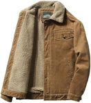 SAOJEYI-DG Men's Lapel Corduroy Puffer Jacket Leisure Single-Breasted Down Jacket Warm Padded Quilted Coat, Coffee, Large