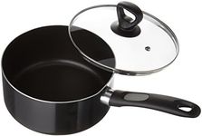 Mirro A7972484 Get A Grip Aluminum Nonstick 3-Quart Saucepan with Glass Lid Cover Cookware, Black