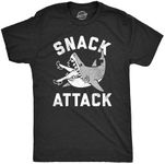 Mens Snack Attack T Shirt Funny Shark Bite Eating Snacking Joke Tee for Guys Mens Funny T Shirts Shark T Shirt for Men Funny Sarcastic T Shirt Novelty Tees Black - L