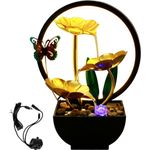 Indoor Tabletop Water Fountain with Natural Rocks and LED Ring Lights, USB Powered Resin MeditationTabletop Fountain Zen Relaxation Water Fountain Tabletop Humidifier for Home Office Bedroom