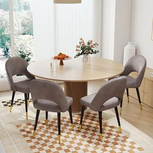 LukeAlon Classic Velvet Dining Chairs Set of 4, Upholstered Open Back Kitchen Chairs with Metal Legs Armless Side Chairs Mid Century Dining Chair for Dining Room, Grey