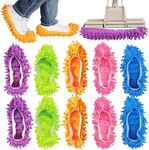 4 Pcs Shoes Cover Dust Duster, Washable Mop Slippers Shoes for Floor Cleaning, Reusable Microfiber Duster Mops for House, Office, Bathroom, Kitchen Cleaning (2Pairs)