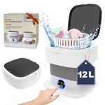 12L Portable Washing Machine, Mini Folding Washer and Spin Dryer, Collapsible Washer Deep Cleans for Underwear, Baby Clothes, Travel Camping Apartment (Grey)