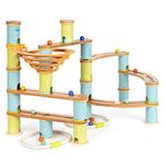 boppi Marble Run Eco-Friendly Wooden Bamboo Maze for Kids with Marbles - Construction STEM Toy for Boys and Girls Aged 3 Years Plus (Advanced Pack)