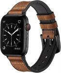 Croiky Rubber Hybrid Leather Strap Compatible with Apple Watch Strap Ultra 2 49mm|45mm|44mm|42mm, iwatch ultra straps Series 9,SE2,8,7,6,5,4,3,2,1 (Brown) [WATCH NOT INCLUDED]