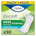 TENA Lady Normal Towels Light To Moderate Bladder Weakness -Monthly Pack Of Incontinence Pads Women, Pack Of 90, Packaging May Vary