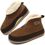 KuaiLu Mens Felt Winter Warm Boot Slippers Cosy Memory Foam Fleece Lined Bootie Slippers with Comfy Arch Support House Shoes Non-Slip Indoor Outdoor Hard Sole Beige 9