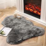 TOCINGO Fluffy Shaggy Soft Faux Sheepskin Fur Rectangular Area Rugs Floor Mat Chair Sofa Cover Beside Carpet for Bedroom Living Room, Machine Washable Shag Rug Mat (Grey, 2 * 3 FT Sheepskin)