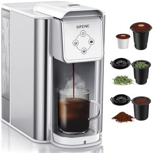 SIFENE Single Serve Coffee Machine, 3 in 1 Pod Coffee Maker For K-Pod Capsule, Ground Coffee Brewer, Leaf Tea Maker, 6 to 10 Ounce Cup, Removable 50 Oz Water Reservoir, White