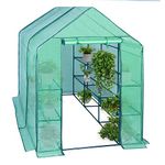 WOLTU Garden Greenhouse Walk In Plastic Tomato Greenhouse Vegetable Fruit Flower Plant Shed with Strong Reinforced Cover 143x215x195cm Green GWH00302gn