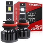 HIKARI WINGS 2025 20000LM H11/H8/H9 LED Bulbs, 45W Upgraded Core-12 LED, High Lumens LED Kit, 6000k Cool White, IP68 Waterproof, H16 Foglight