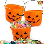 JOYIN Halloween Trick or Treat Pumpkin Bucket Jack O Lantern Candy Basket Halloween Party Supplies Pumpkin Pails with Handle (6 Pack)