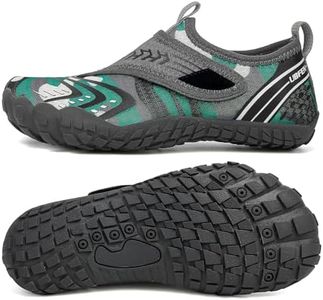 UBFEN Kids Water Shoes Aqua Socks for Boys Girls Barefoot Beach Pool Sports Quick Dry Toddlers Little Big Kid Non-Slip Lightweight Swim Shoes F Green 4 Big Kid