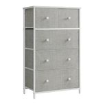 SONGMICS Drawer Dresser, Storage Dresser Tower with 5 Fabric Drawers, Dresser Unit, for Hallway, Bedroom, Dove Gray and Cream White ULTS514L10