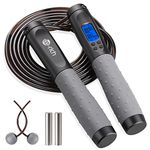 EAYIRA Digital Speed Skipping Rope[Cordless for Indoor Home Workout], Weighted Handles, Adjustable Cable Length, Fitness Jumping Rope for Adults Men Women Kids Exercise Training