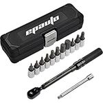 EPAuto 1/4 Inch Drive Click Torque Wrench Set for Bike Tool (2 to 20 Nm), Hex/Torx Bit Socket Extension Bar Bicycle Maintenance Kit, Chrome Vanadium Steel Alloy (Cr-V), Black Finish