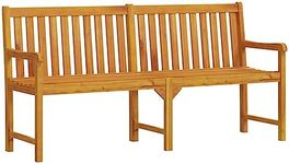 vidaXL Outdoor Garden Bench - 180cm, Solid Acacia Wood, Easy-to-Clean, Comfortably Seats Multiple People, Assembly Required