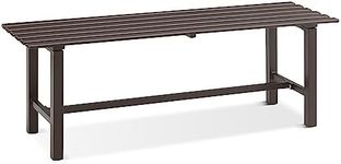 Mutaomay Outdoor Bench, Metal Weatherproof Front Porch Bench, 2-Person Porch Bench, Anti-Rust Outdoor Backless Bench for Park, Swimming Pool, and Yard, Light Weight with 350LBS Capacity (Dark Brown)