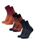 DANISH ENDURANCE Walking Socks Merino Wool, Hiking Socks, for Men & Women, Unisex, 3 Pack, Multicolor (1x Navy/Orange, 1x Fuchsia/Orange, 1x Navy), 3-5