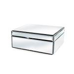 American Atelier Square Mirror Jewelry Box with Beads, 9.8 x 9.8 x 3.3-Inch