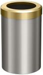 Gatco Modern Round Wastebasket, Satin Nickel and Brushed Brass Combo - Stainless Steel Trash Can with Removable Lid, Leakproof, 3 Gallon Capacity for Bathroom, Bedroom, Kitchen, or Office