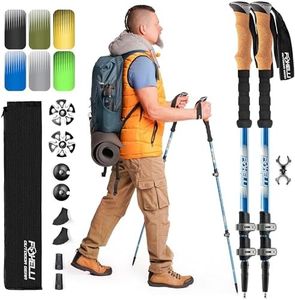 Foxelli Trekking Poles – Lightweight Collapsible Aluminum Hiking Poles with Cork Grips Quick Locks & All-Terrain Accessories – Blue, Pair of 2