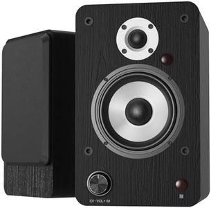 LONPOO Powered Bookshelf Speakers for Record Player,2.0CH Bluetooth Active Near Field Monitors with 1-inch Silk Domed Tweeter and 4-inch Aluminium Speaker for Home Theater, 100 Watts RMS