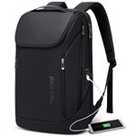 BANGE Business Smart Backpack Waterproof fit 15.7 Inch Laptop Backpack with USB Charging Port,Travel Durable Backpack,(Black (two pocket))