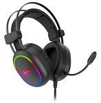 havit Wired Gaming Headset with HD Mic for Console, PC RGB Game Headphones with Stereo Surround Sound, Volume Control, Soft Earmuffs, LED Light for Computer Laptop