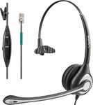 Phone Headset with Microphone, Wantek Corded Telephone Headset Mono w/Noise Canceling Mic for Office Phone & Call Center, Compatible with Plantronics Polycom Toshiba NEC Dterm Nortel Deskphones