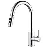 Hapilife Pull Out Kitchen Sink Mixer Tap High Arc Monobloc Kitchen Tap Pull Down Mixers Kitchen Taps with Dual Spray Mode Single Handle Single Lever Mono Faucet Chrome Finished 10 Year Warranty