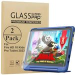 HunDun Screen Protector for Fire HD 10 Kids Pro 2023/HD 10 Kids(2023 release), Tempered Glass Film, 2 Pack