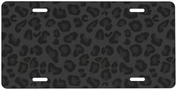 CTVSLFU Front License Plate Cover – Aluminum Metal Car Accessory, Rust-Proof Novelty Vanity Tag Decor for Men & Women, 6x12 with 4 Holes - 043 Black Leopard