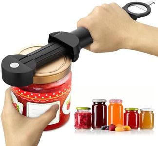 Banyaa Jar Opener Bottle Opener for Seniors with Arthritis, Multi Retractable Magnetic Can Opener, Jar Grippers for Opening Jars, Kitchen Gadgets for Weak Hands and Senior Arthritis (Black)