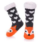 HapiLeap Kids FluffySocks Boy Girl Cute Animal Socks Soft Fuzzy Warm Thick Fleece lined Christmas Stockings Child Toddler Winter Socks (Fox (8-12 Years))