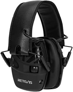 Retevis Shooting Ear Defenders, Electronic Ear Protection for Adults, SNR 28dB, AUX Audio Input, Double Pickup Mic, Foldable Noise Cancelling Headphones for Hunting, Heavy Machinery(1 Pack, Balck)