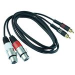 Dual 2 x RCA Gold Male Plug Jack to 2 x XLR Female Socket Lead (5M Length) - Twin Lead Audio Signal Patch Cable