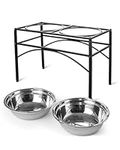 XJYMCOM Raised Dog Bowls Elevated Pet Feeder with Two Stainless Steel Bowls - Water and Food Feeding Station - Elevated Pet Feeder Dishes (Medium Size)