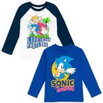 SEGA Sonic the Hedgehog Tails Knuckles 2 Pack T-Shirts Little Kid to Big Kid, Gray / Blue, 6