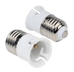 Pack of 2 E27 to B22 Socket Converter, Bulb Light Socket Adapter Screw to Bayonet,Lamp Light Bulbs Holder for LEd/CFL and Incandescent Bulbs