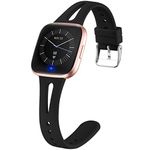 Ouwegaga Compatible with Fitbit Versa 2 Bands for Women Men, Silicone Slim Sport Band for Fitbit Versa/Fitbit Versa Lite/Fitbit Versa 2 Smartwatch, Black Small